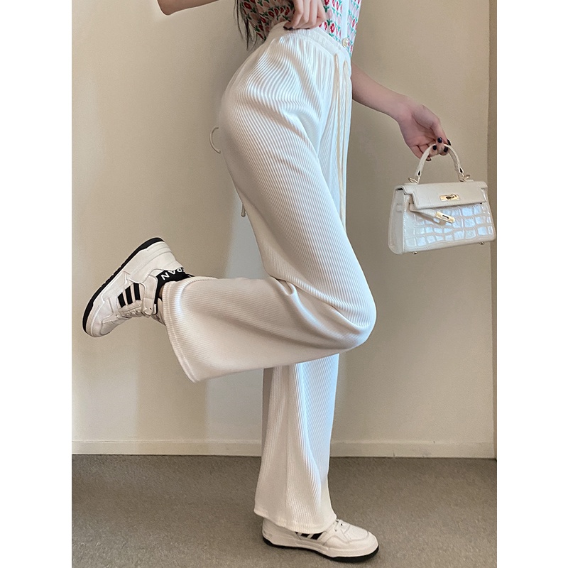 Quần Dài Ống Rộng Lưng Cao Màu Xanh Dương Thời Trang Trẻ Trung Cho Nữ