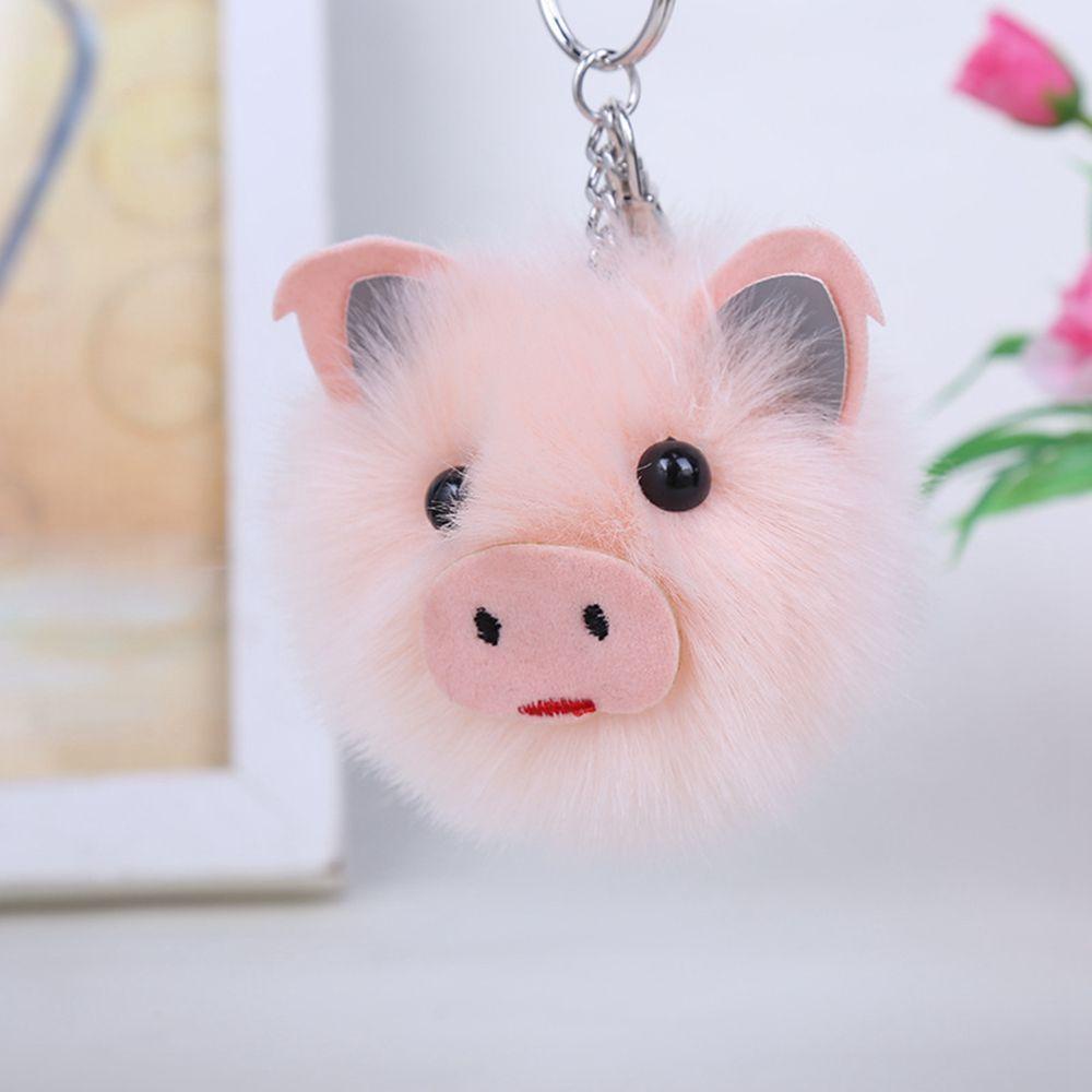 FORBETTER Key Chains Pig Rabbit Fur Ball Plush Chains Bag