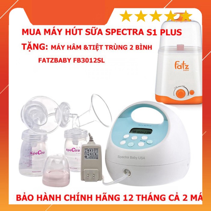 Mua Máy Hút Sữa Spectra S1 Plus  tặng Máy Hâm Nóng Và Tiệt Trùng 2 Bình Cổ Rộng FatzBaby FB3012SL