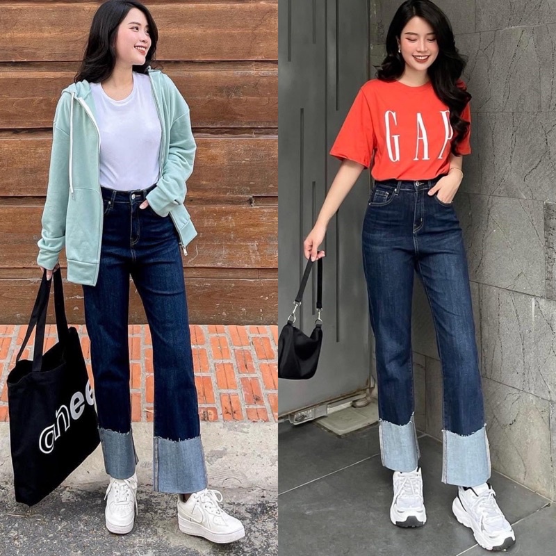 Quần Jeans Suông Ống Đứng Co Giản Form Chuẩn