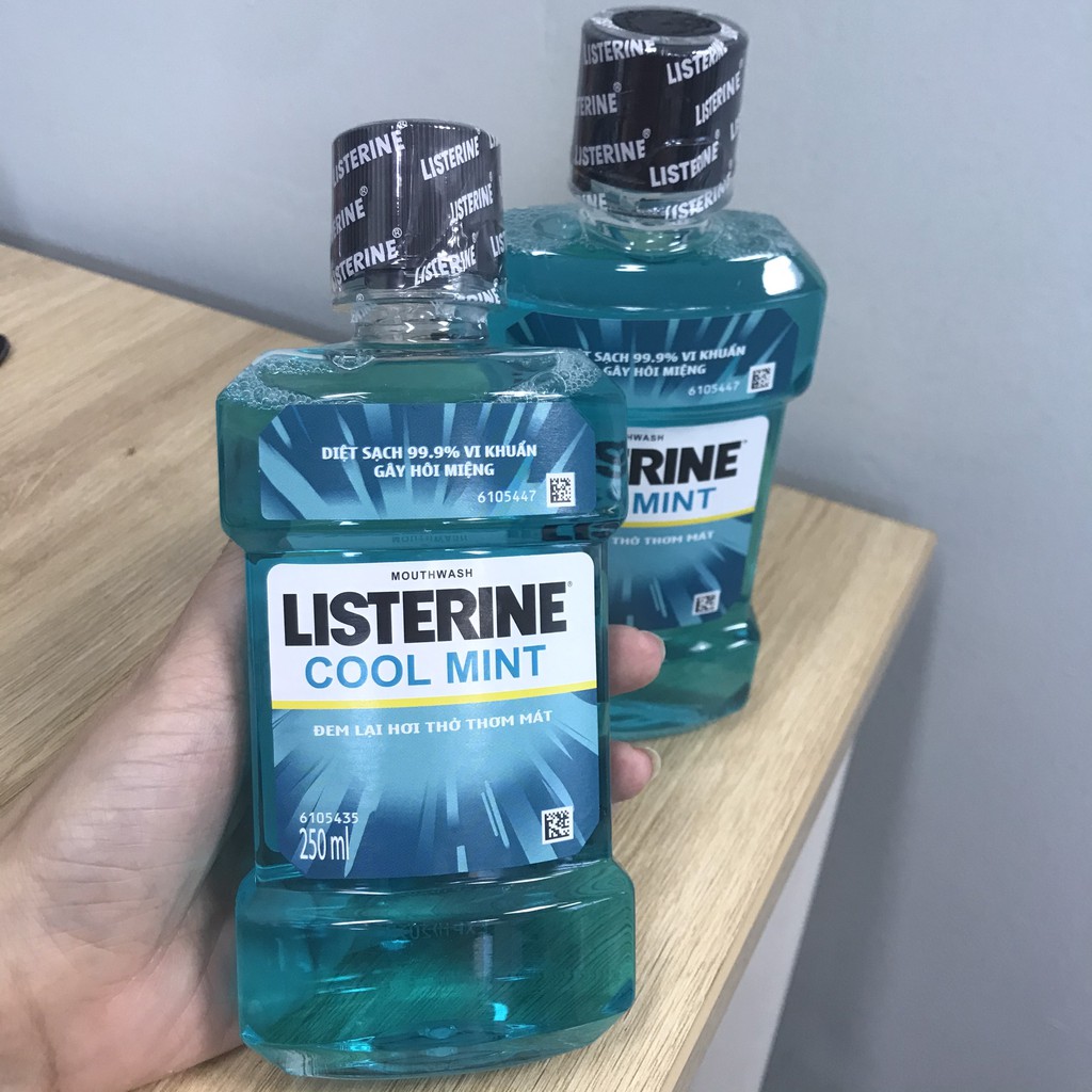 Nước súc miệng LISTERINE Cool Mint 250ml - nước xúc miệng LISTERINE vị bạc hà thơm mát vệ sinh , chăm sóc răng  hiệu quả