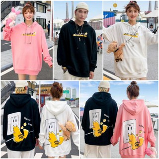 Áo Khoác Nỉ Bông Pikachu ⚡To Đẹp Form Rộng 73kg Nam Nữ Mặc Thoải Mái, Mix Cặp Siêu Phong Cách