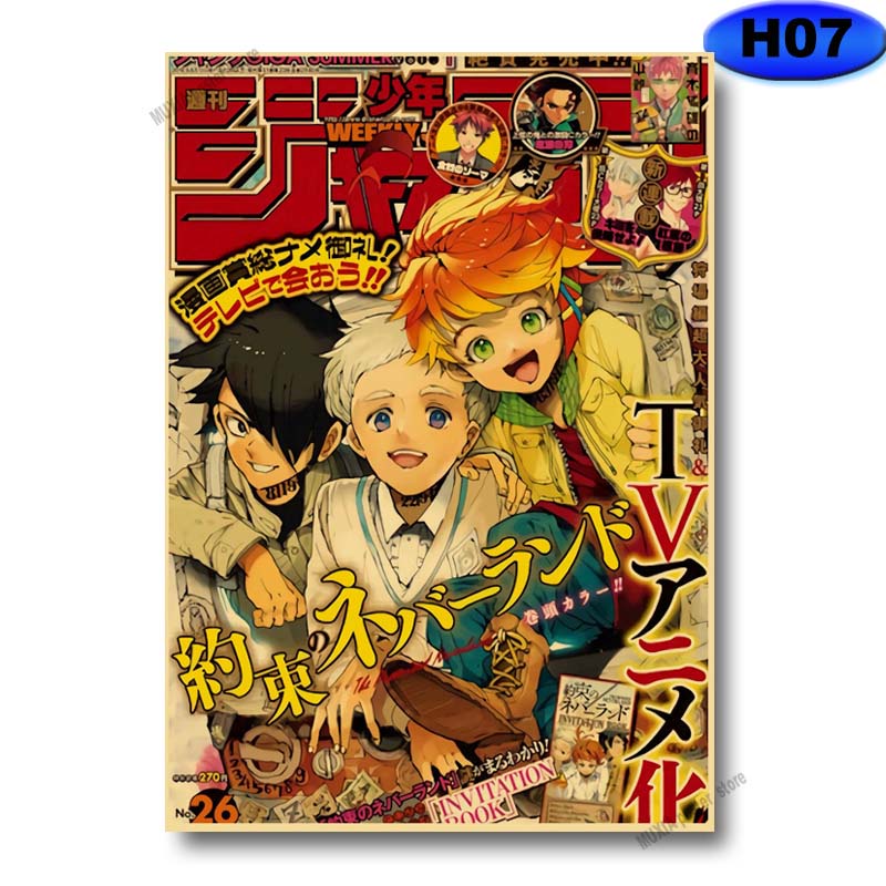 Poster Giấy Kraft Treo Tường Trang Trí In Hình Anime HD Phong Cách Retro