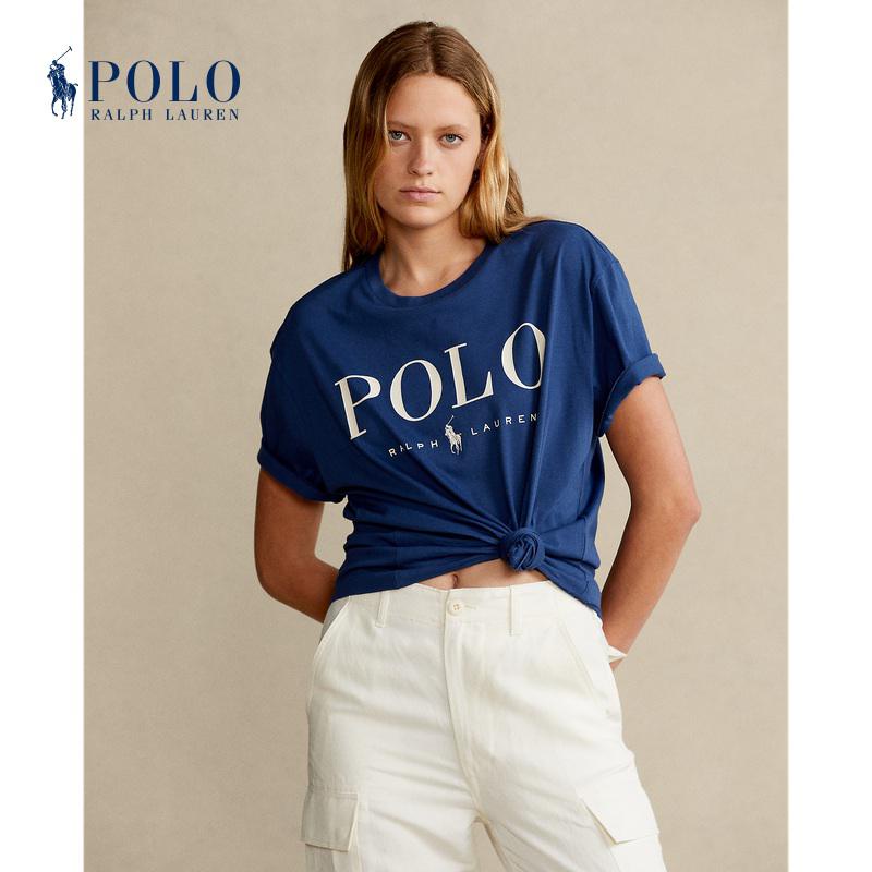 Áo thun cotton cổ tròn Ralph Lauren cổ điển cá tính cho unisex