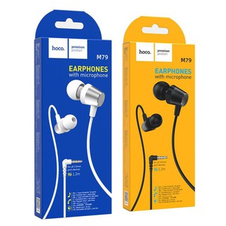 Tai nghe có dây nhét tai Hoco M79, tai nghe chống ồn có mic đàm thoại, tai núm mềm chống đau tai, CHÍNH HÃNG