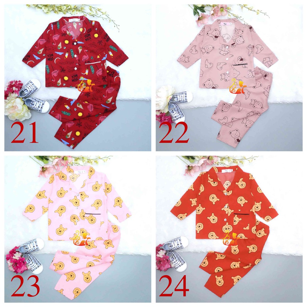 (Phần 2).Đồ Mặc Nhà &quot;Quần Dài&quot; Pijama Kate Thái - Size số 2 - Cho Bé 8 - 13kg. Từ 1 tuổi - 3 tuổi.