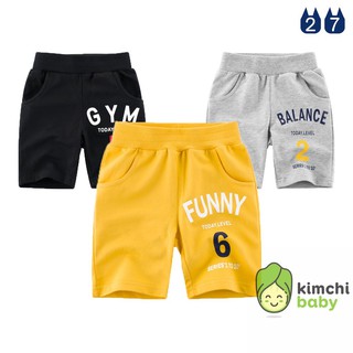 Quần short bé trai 27KIDS quần thun cho bé họa tiết thể thao chất cotton hàng xuất Âu Mỹ QSBT05