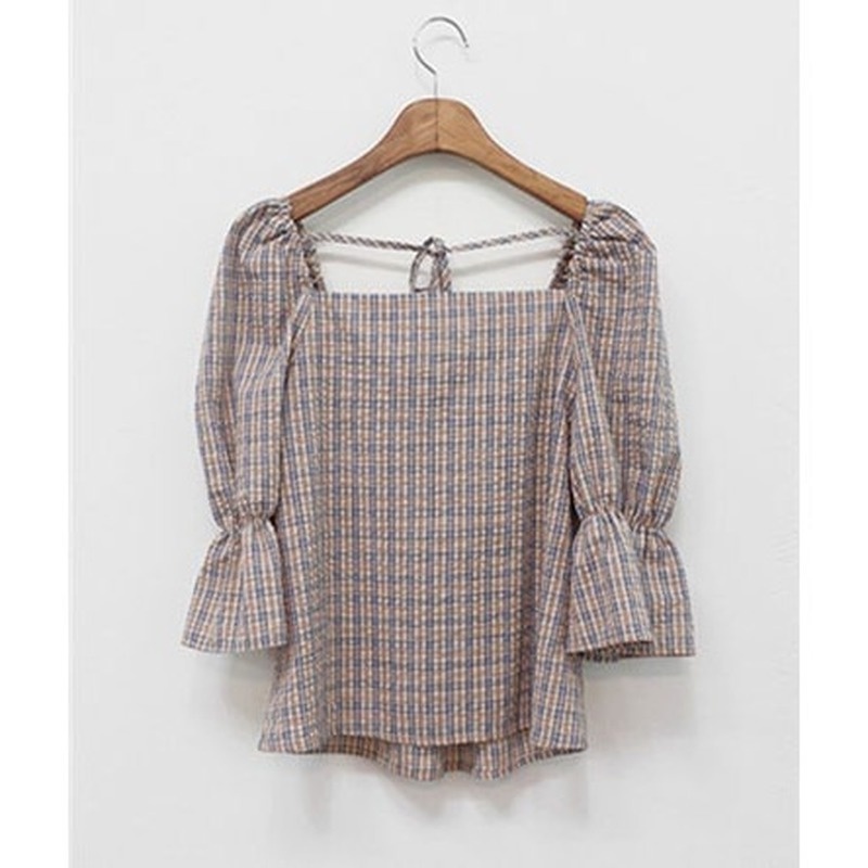 CCVN Áo kiểu tay phồng hoạ tiết kẻ sọc đáng yêu cho phái đẹp hàn quốc thời trang