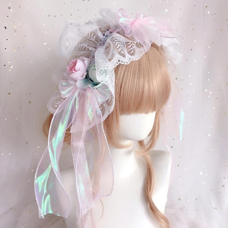 Băng đô ren thêu hoa phong cách lolita xinh xắn