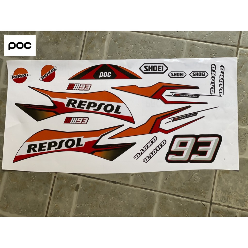 BỘ TEM DECAL REPSOL DÁN MŨ BẢO HIỂM FULLFACE ĐỦ MẪU
