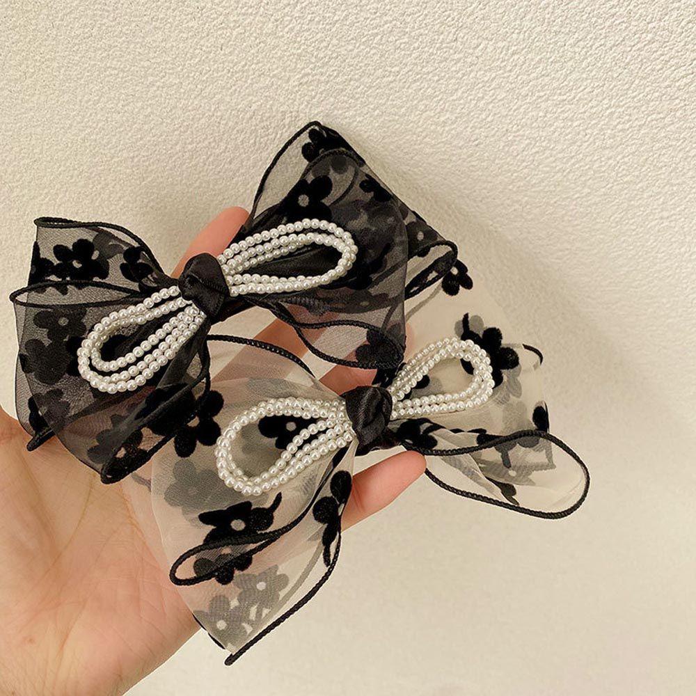 Kẹp Tóc Đuôi Ngựa Bằng Vải Organza Họa Tiết Hoa Phong Cách Hàn Quốc Thanh Lịch Dành Cho Bạn Nữ