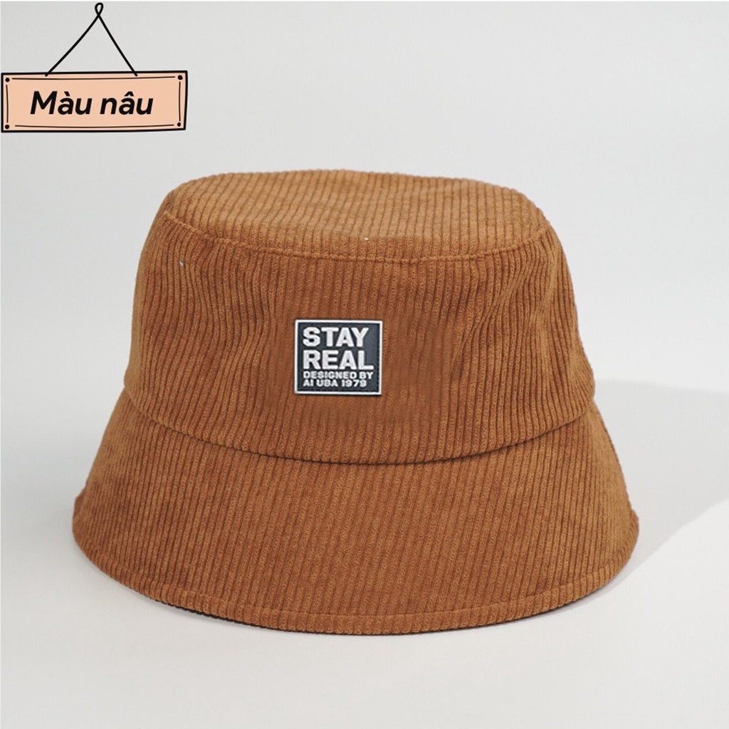 Nón BUCKET Mũ Tai Bèo Thêu Chữ STAY REAL 473 Nhiều Màu Chất Nhung Cực Đẹp - Hata24h