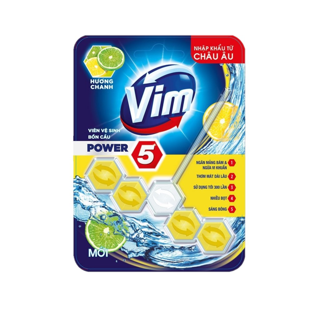 Combo 2 Viên Vệ sinh bồn cầu VIM POWER 5 sạch khuẩn thơm mát 55g/viên