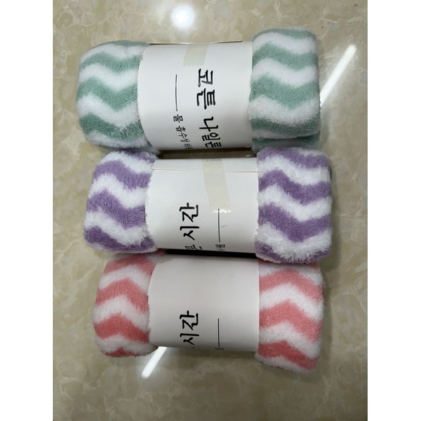 Khăn Lau Mặt Hàn Quốc Có Dòng Kẻ, Khăn Mặt Cotton Kích Thước 50cmx30cm