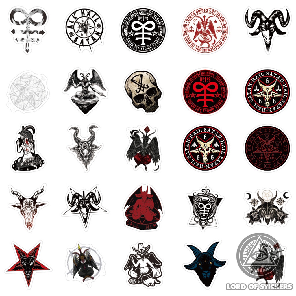 Set 50 Nhãn Dán Quỷ Satan Sticker Graffiti Chống Thấm Nước Trang Trí Mũ Nón Bảo Hiểm, Điện Thoại, Ván Trượt, Laptop, Sổ