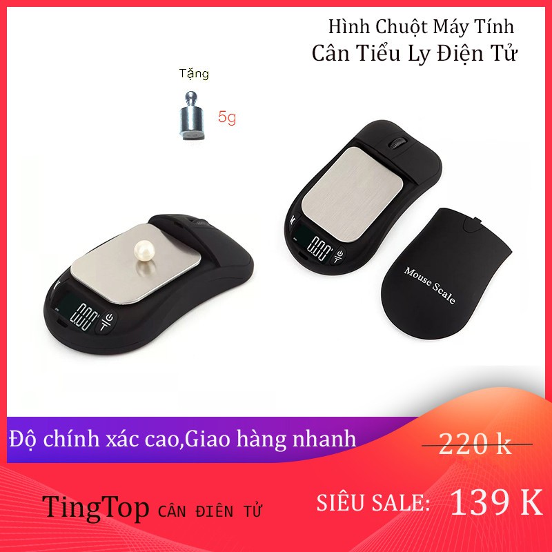 Cân bỏ túi tiểu ty Điện Tử 200g x0.01g,500gx 0.01g,Hình Chuột Máy Tính,Tặng quả thử cân(Kiểm tra độ chính xác của cân )