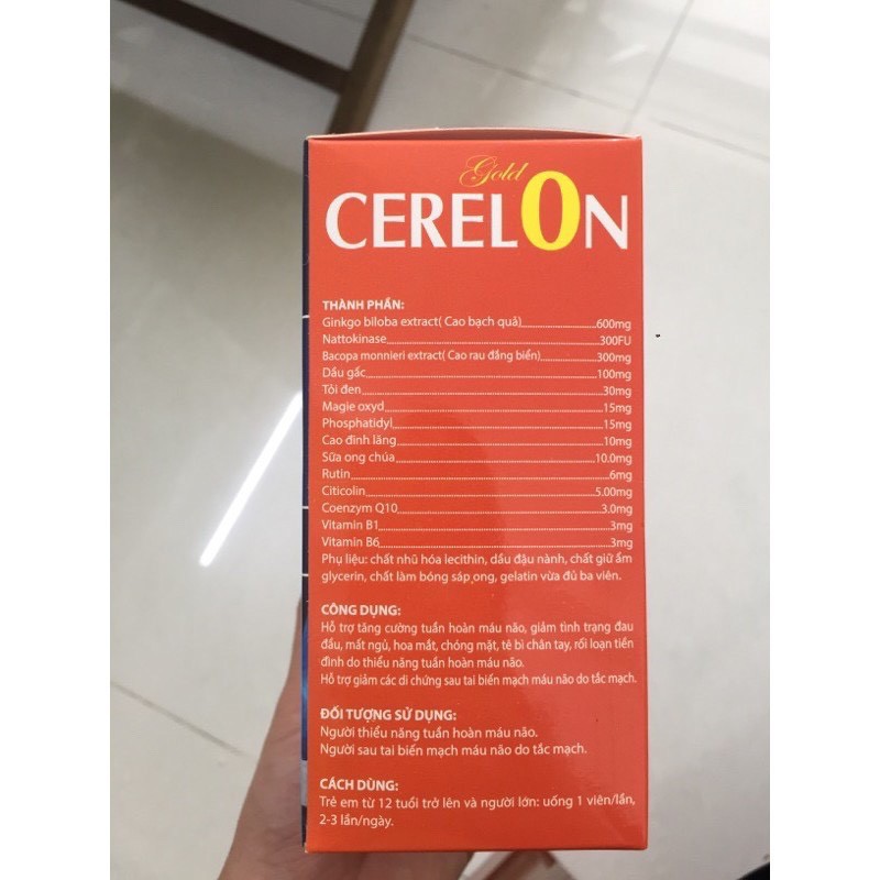 BỔ NÃO CERELON GOLD,HOẠT HUYẾT DƯỠNG NÃO (sản phẩm này ko phải là thuốc không có tác dụng thay thế thuốc chữa bệnh)