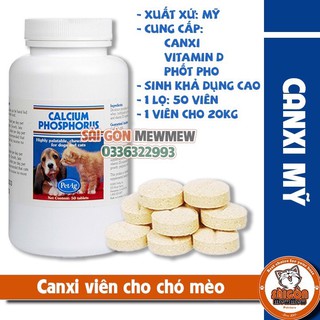[CHÍNH HÃNG] NGUYÊN HŨ Canxi hỗ trợ thiếu canxi cho chó và mèo Calcium Phosphorus - Hàng Mỹ nhập khẩu 100%