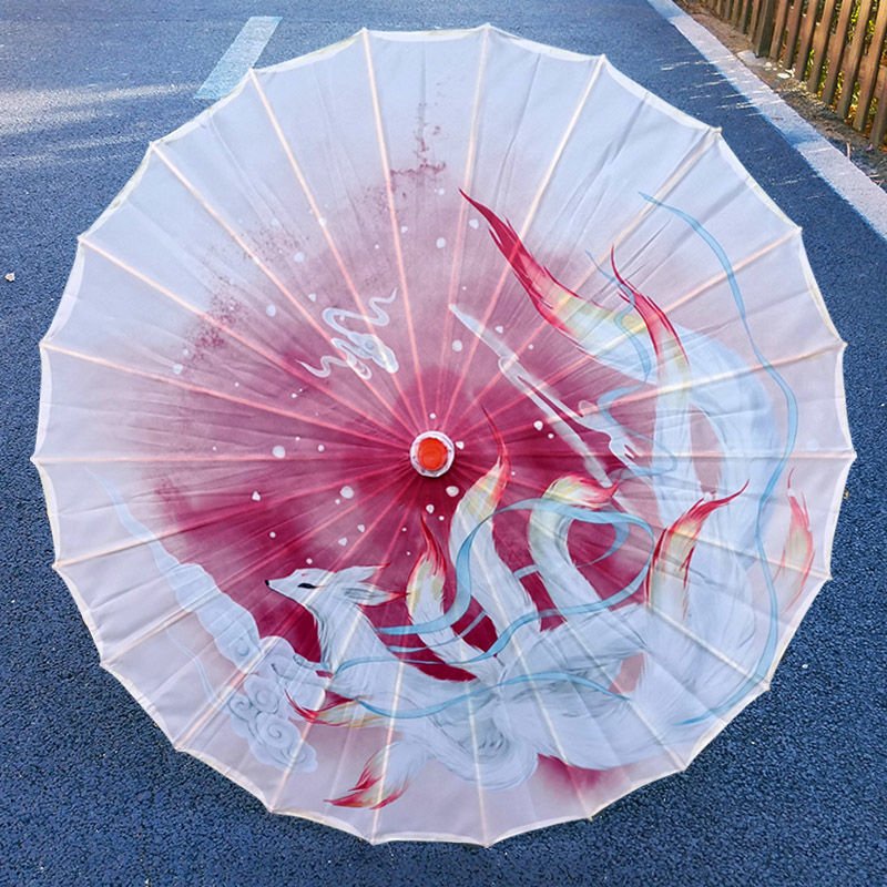 Ô giấy cổ trang hình MÈO CẦM CỜ cosplay chụp ảnh in họa tiết đẹp phong cách NHẬT BẢN trang trí anime