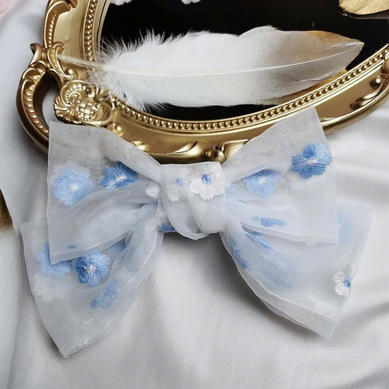 Kẹp tóc thắt nơ lưới đơn giản xinh xắn