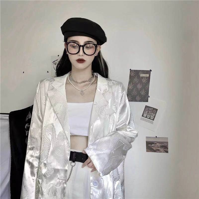 [SẴN ĐEN] ÁO KHOÁC DÁNG VEST ULZZANG IN HÌNH RỒNG CHÌM | BigBuy360 - bigbuy360.vn