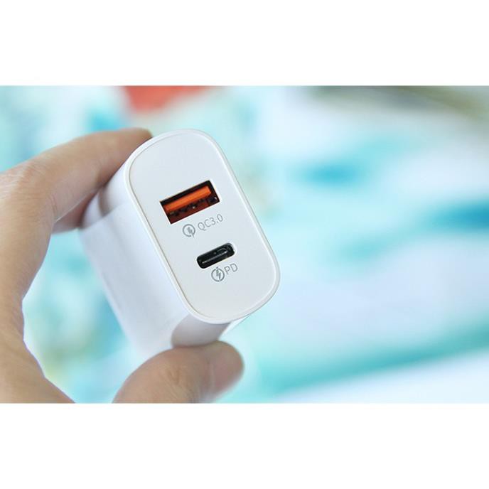 Củ kèm cáp sạc nhanh Remax RP-U37 QC3.0+PD 2 cổng sạc: USB và Type C