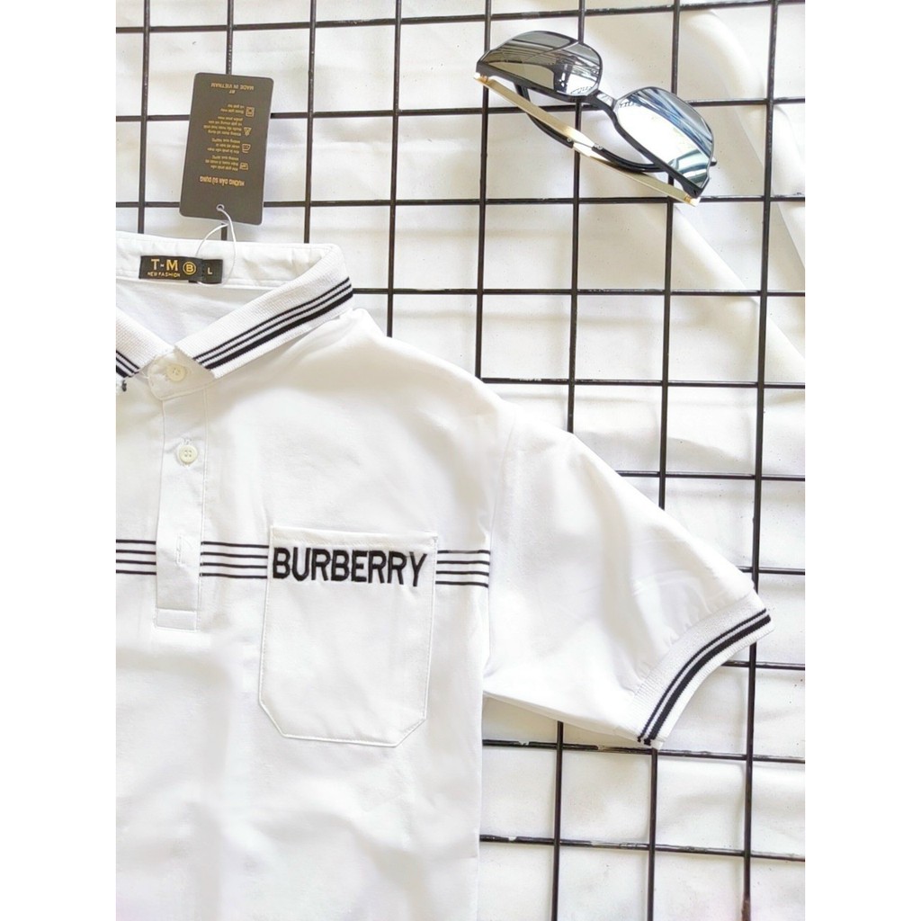 KT Store - Áo thun Nam Polo vải cotton cao cấp ngắn tay phối viền sọc, in chữ sang trọng lịch lãm | BigBuy360 - bigbuy360.vn
