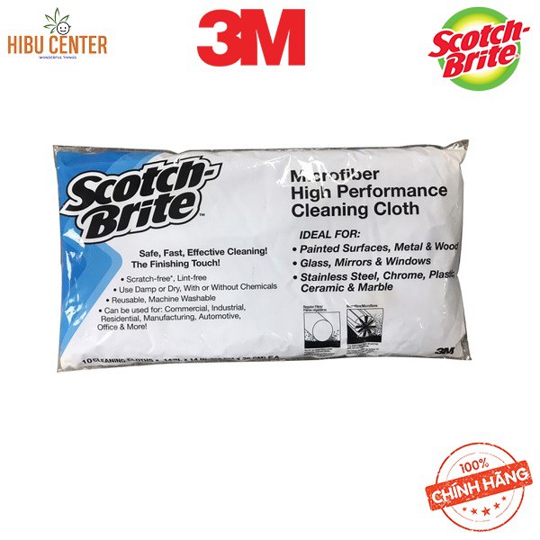 Túi 10 Khăn Microfiber 3M SQ21 36x36cm - Mềm Và An Toàn Cho Bề Mặt – Hàng Chính Hãng Scotch-Brite