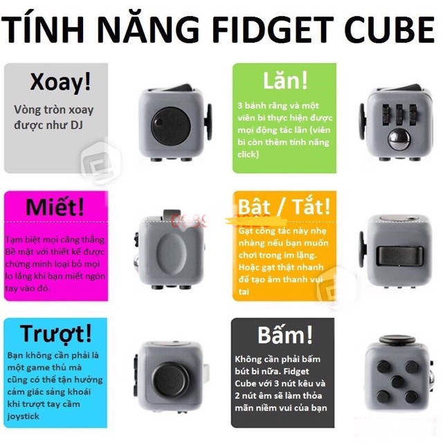 Fidget Cube - Khối Vuông Thần Kỳ Giúp Giảm Stress