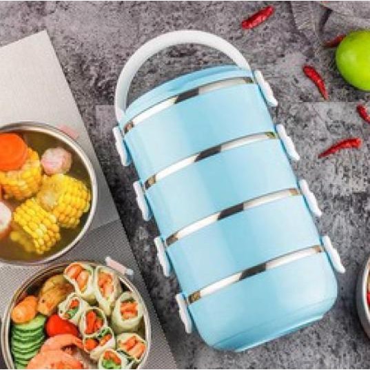 [LOẠI TỐT] HỘP CƠM 4 TẦNG LÚA MẠCH LÕI INOX 304 CAO CẤP GIỮ NHIỆT CỰC TỐT - CÀ MEN ĐỰNG CƠM CÓ KHÓA CHỐNG TRÀN 2.8L