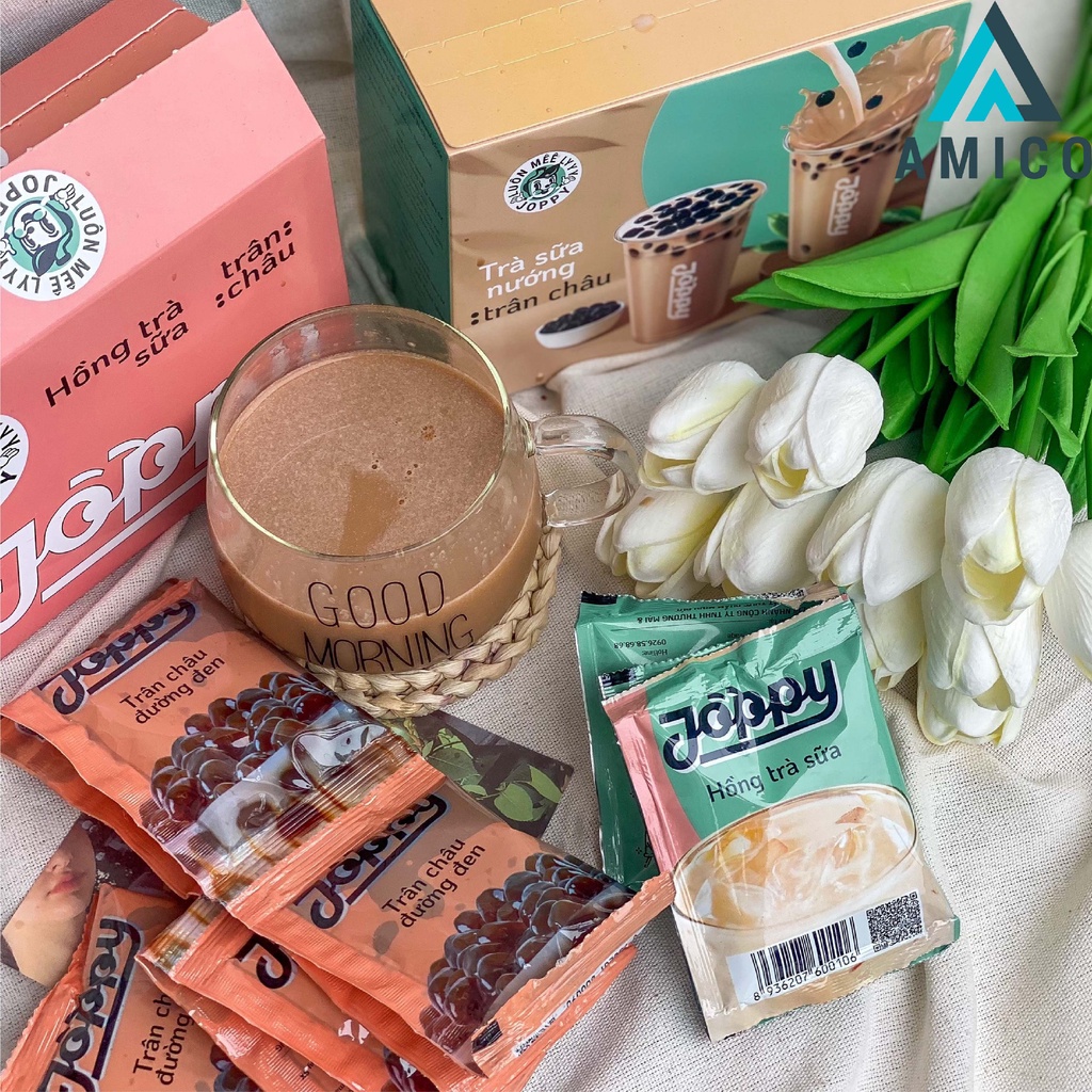 Set 8 Gói Hồng Trà Sữa Trân Châu Joppy Vị Thơm Ngon Đặc Biệt, Hộp Trà Sữa Trân Châu Tự Pha Tại Nhà - Amico