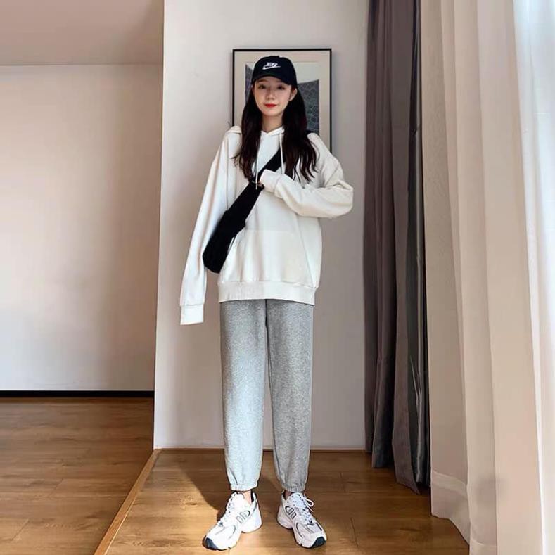 [FREESHIP]  Quần Thun Nỉ GOURD Unisex  Jogger dáng thụng ống rộng bo gấu màu ĐEN | XÁM Ulzzang nam nữ SIÊU HOT