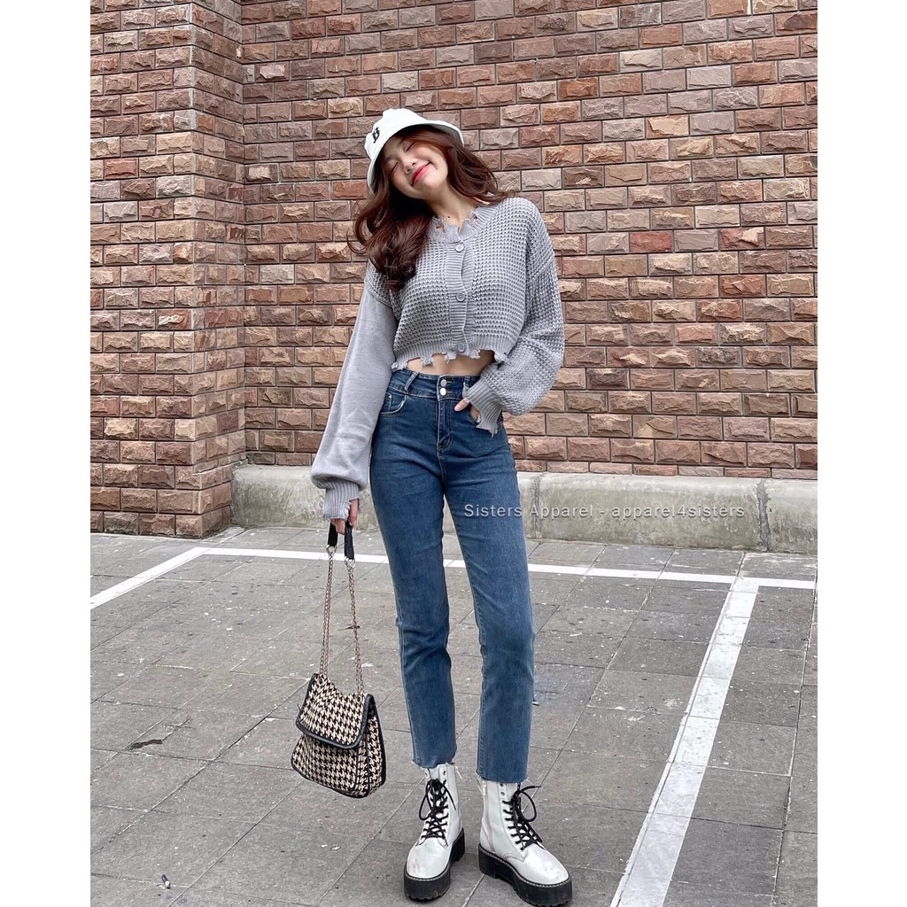 Quần skinny jeans ống đứng 2 nút - QJ094 (Xanh/ Đen)