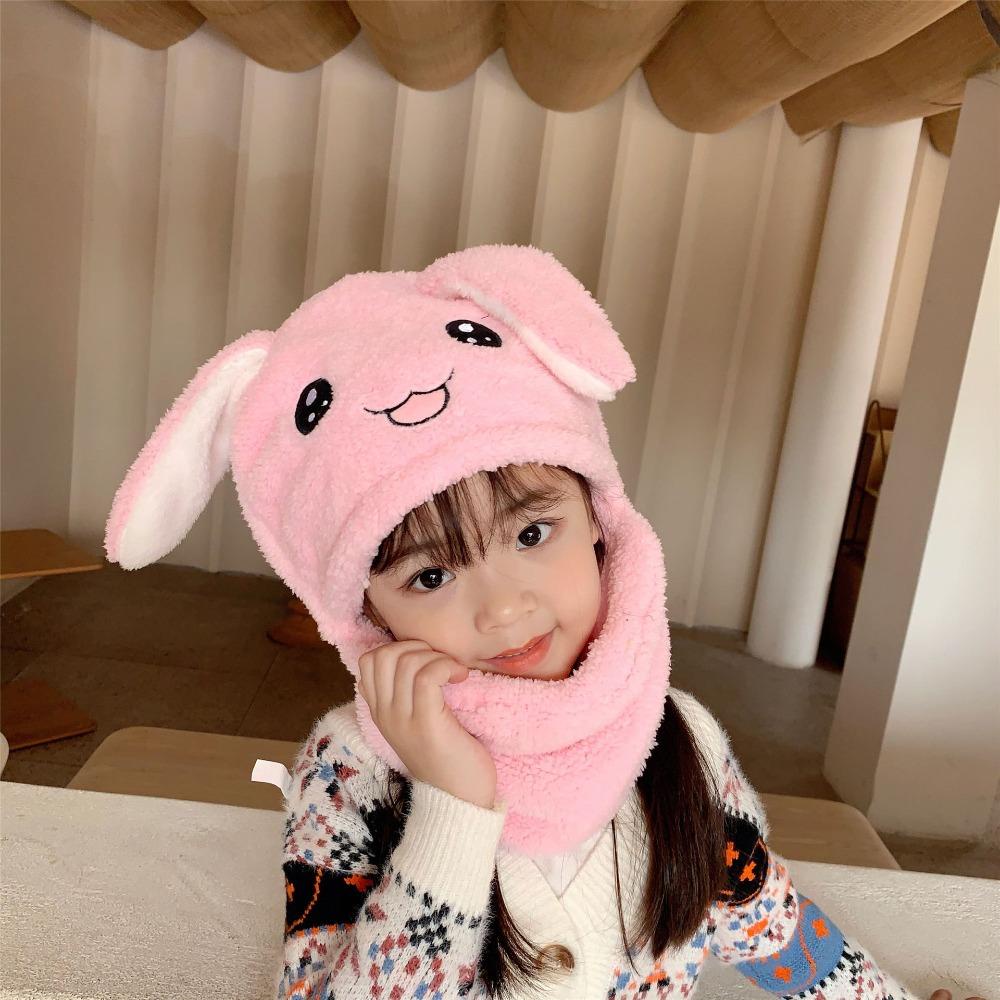 MIHAN1 Set Mũ Len Kèm Khăn Choàng Cổ Họa Tiết Hoạt Hình Dễ Thương Ấm Áp