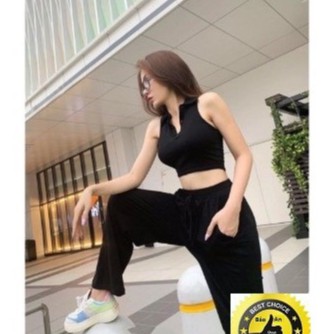 Áo ba lỗ croptop cổ bẻ cài cúc (Video) | BigBuy360 - bigbuy360.vn