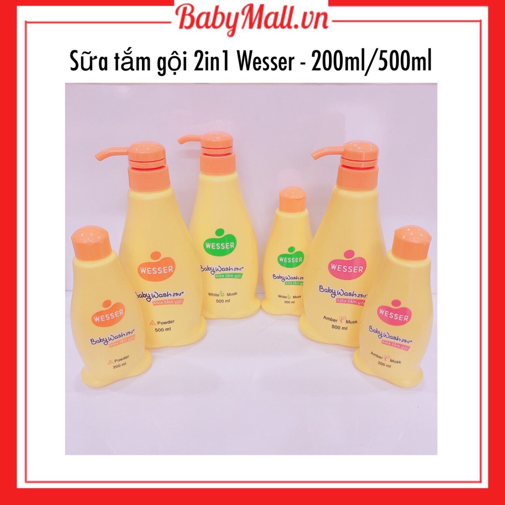 TẮM GỘI WESSER 2in1 200ml-500ml ĐỦ MÙI