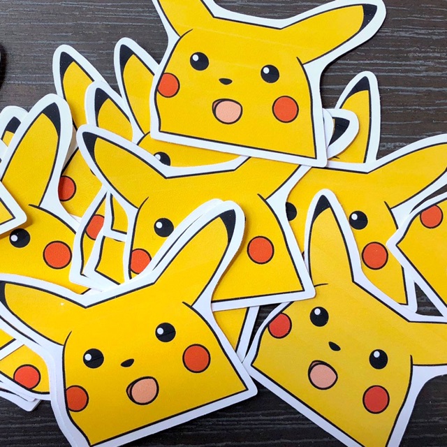 Sticker picachu 30 cái ép lụa khác nhau có đề can bóc dán