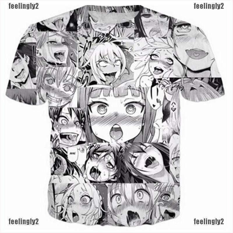 ❤Mặt Trời❤ Áo Thun Tay Ngắn In Họa Tiết Anime Ahegao 3D Vui Nhộn Thời Trang Unisex