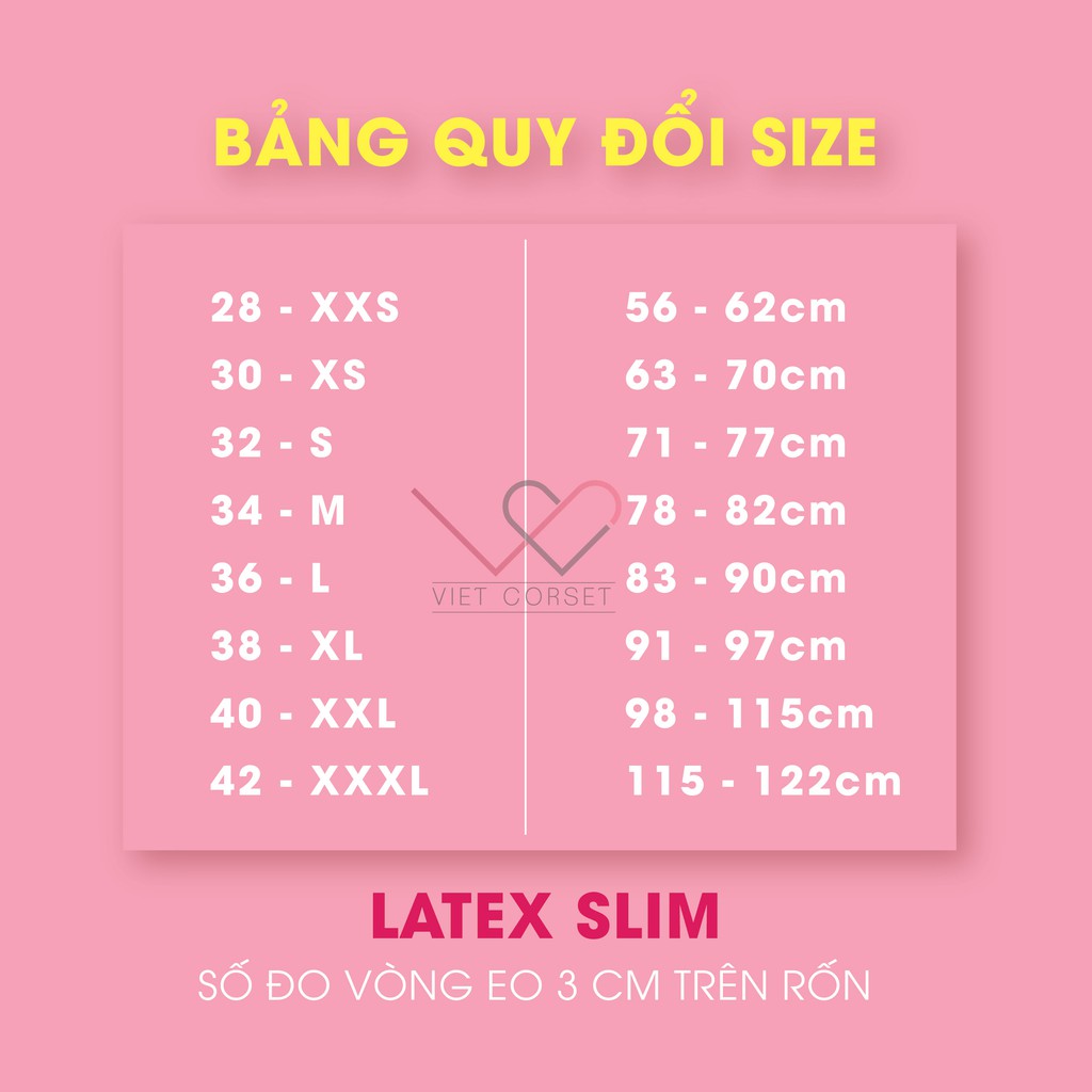 Đai Nịt Bụng Latex giảm eo sau sinh Latex Slim 101 Vietcorset chính hãng - Latex 4 Xương - Hạ size miễn phí