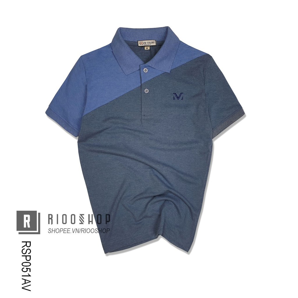 Áo thun polo nam ngắn tay form rộng M-color phối 2 màu RSP051AV - áo phông nam có cổ Riooshop | BigBuy360 - bigbuy360.vn