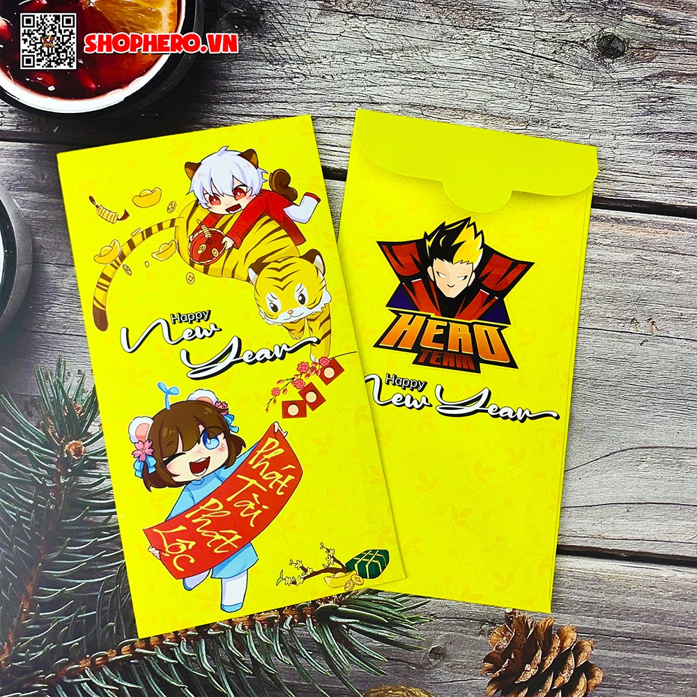 Bộ 6 bao lì xì Hero Team in hình đầy đủ các nhân vật