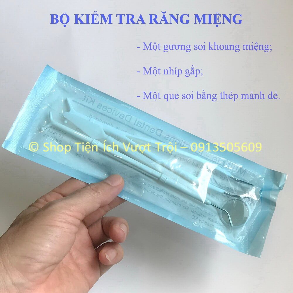 Bộ sản phẩm kiểm tra chăm sóc răng miệng tại nhà bao gồm, gương kiểm tra răng miệng, nhíp gắp - Shop Tiện Ích Vượt Trội