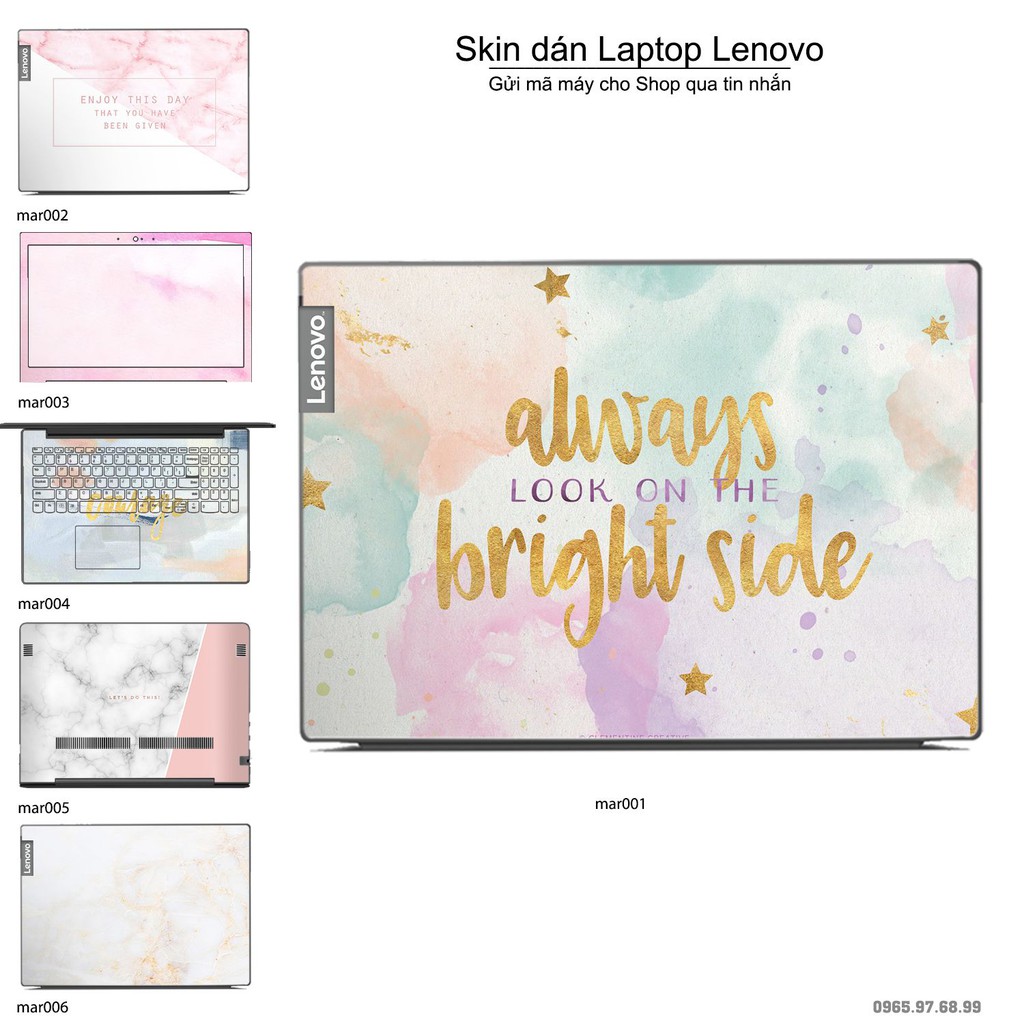 Skin dán Laptop Lenovo in hình vân Marble (inbox mã máy cho Shop)