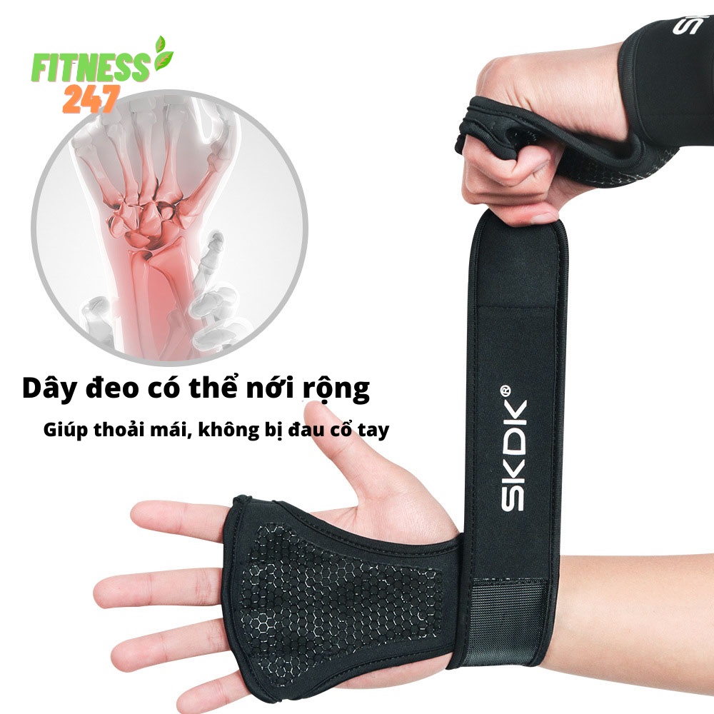 Găng Tay Tập Gym Hở Ngón, Bao Tay Tập Tạ Chống Trượt Kết Hợp Cuốn Cổ Tay Cao Cấp, Phụ Kiện Tập Thể Thao Siêu Bám Nam Nữ