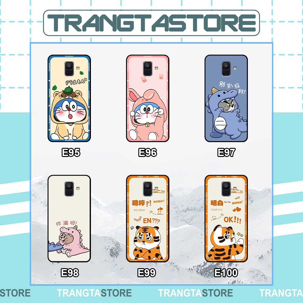 Ốp lưng Samsung A6 2018 / A6 Plus in hình cặp đôi doremon, hổ, khủng long dễ thương