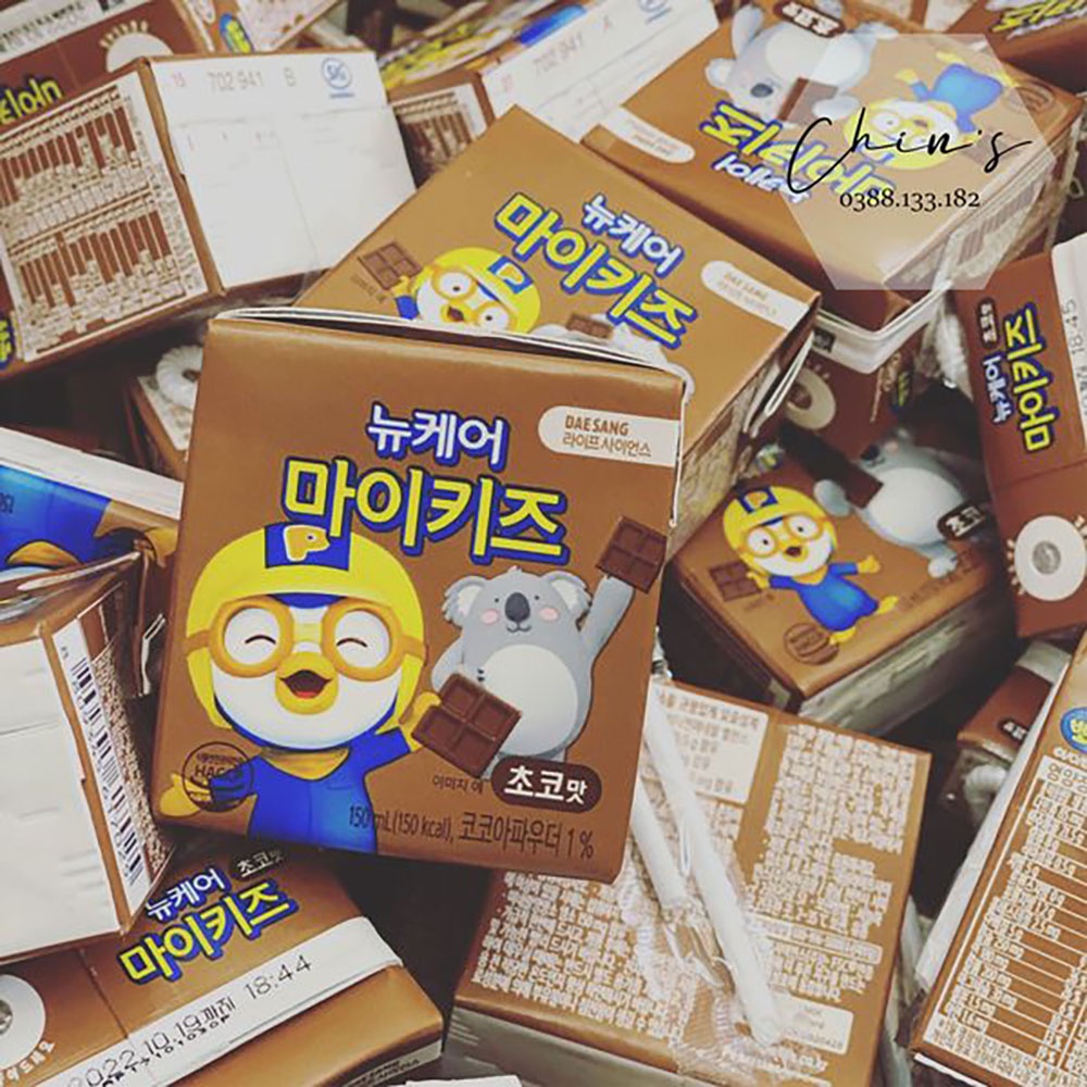 5 hộp Sữa hạt dinh dưỡng vị chocolate Mykids Pororo Hàn Quốc phát triển chiều cao cho bé 150ml Daesang Wellife