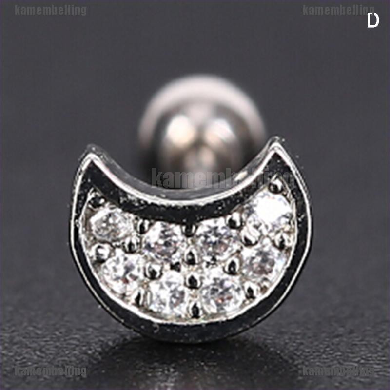 Khuyên Vành Tai Hình Mặt Trăng Đính Đá Thời Trang Cho Nữ