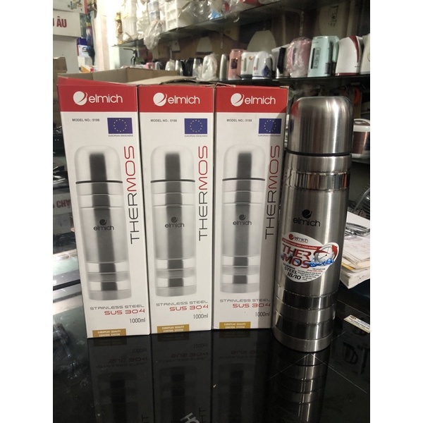 Bình giữ nhiệt elmich 1000ml inox 304,model 5198, nhập khẩu cộng hoà Séc.