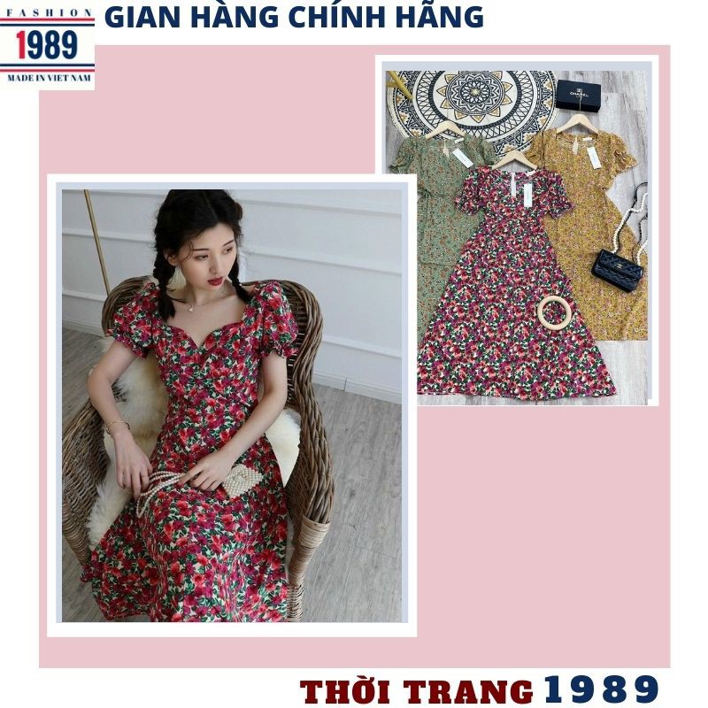 váy đầm maxi 🌺váy nữ hoa nhí dáng dài có 3 mầu VH34 chất voan mềm mịn nhẹ nhàng thanh cao ,TIỆM 1989