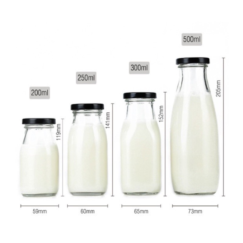 Chai thủy tinh nắp thiếc đựng yến chưng, nước ép, sữa hạt, hàng dày đẹp